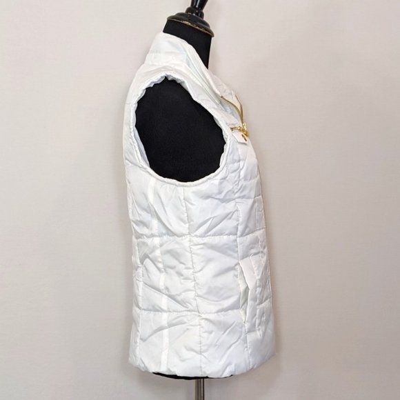 Bongo White Puffer Vest Gold Zipper - Picture 2 of 9